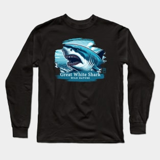 Great White Shark - WILD NATURE - GREAT WHITE SHARK -13 Long Sleeve T-Shirt